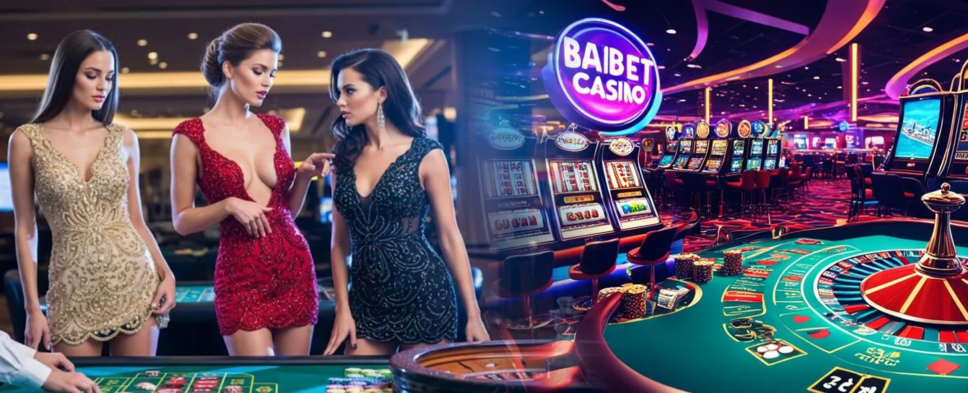 Dynamic online casino background with bright lights and gaming elements